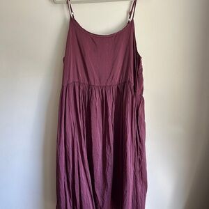CP Shades Silk Blend Sleeveless Dress Lined Pockets Purple Plumb Midi Length L